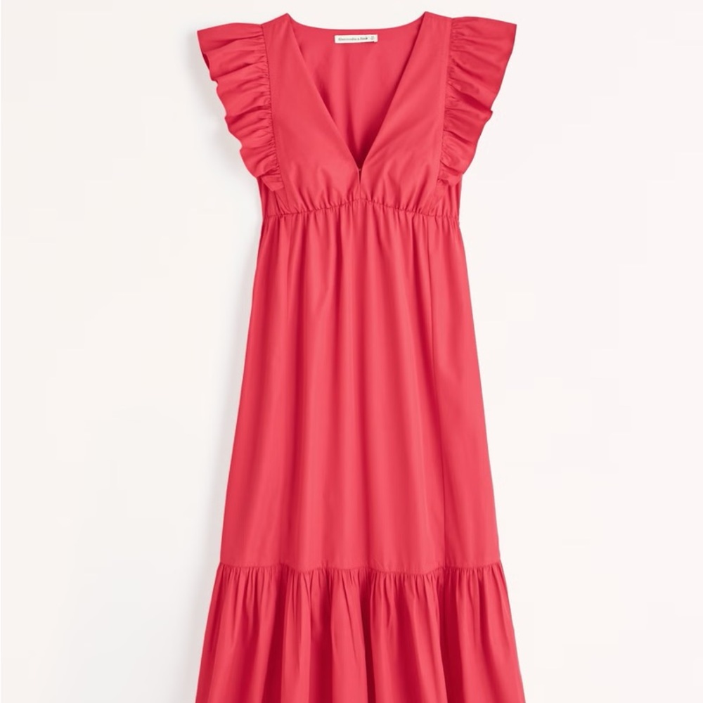 Abercrombie women’s flutter sleeve tiered midi dress l